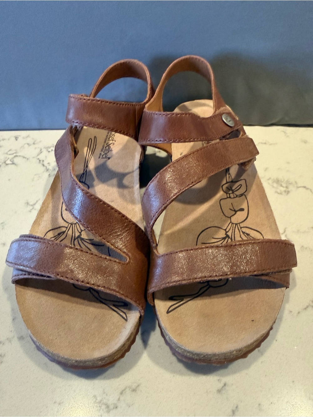 Josef Seibel Brown Leather Strappy Sandals